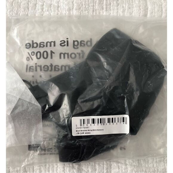 PrettyLittleThing black Brazilian string bikini bottoms NEW NWT - Picture 7 of 7